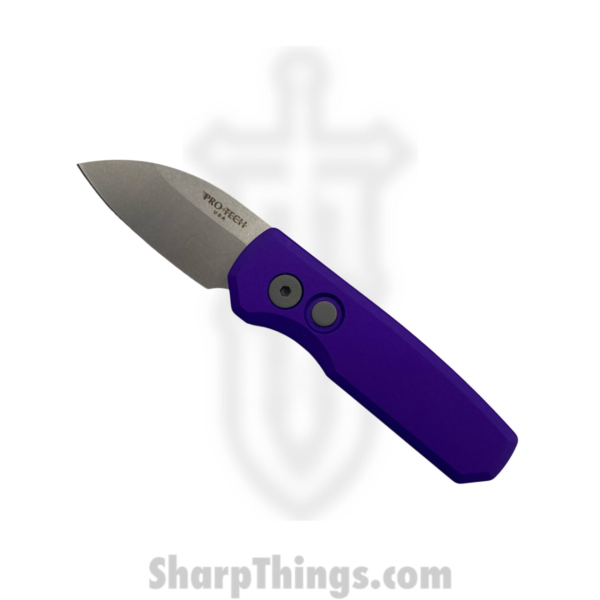 91ca5f6a-bdbe-4a33-b67f-be84d07f96f8_R5301-Purple_1.jpg ProTech - R5301-Purple - Runt 5 - Automatic Knife - Magnacut Stonewash Wharncliffe - Aluminum - Purple - Image 1