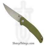 Shirogorov Knives - SHI-URS-QM-OGG10 - Ursus Quantium - Folding Knife - Cromax PM Stonewash Upswept - Titanium G10 Inlay - Grey Olive Green