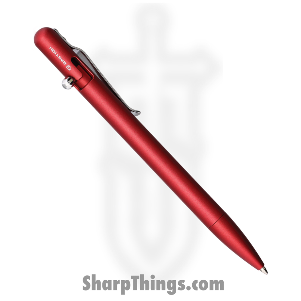 92d78f31-50ed-4d66-8a77-3af30a0565cf_BSTN256R_1.jpg Bastion - BSTN256R - Slim Bolt Action Pen - Aluminum - Red - Image 1