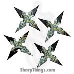 VOC - PP-125-4DR - 4in 4 Point Dragon Throwing Star - Fixed Blade Knife - Surgical Steel - Black Multi