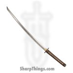 Cold Steel - CS88CKK - Mizutori Crane Katana - Fixed Blade Knife - 1095 HC Damascus Sword - Cord Wrapped - Brown White