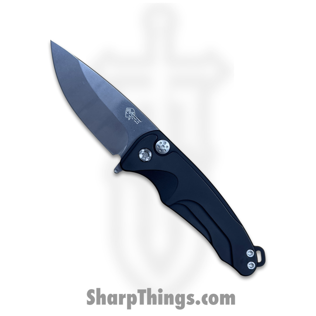 945596be-9c8f-42d9-9c4a-a0a5748a6243_MK0394TQ-42AB-TSCP-Q4_1.jpg Medford Knife - MK0394TQ-42AB-TSCP-Q4 - Smooth Criminal Button Lock Folder - Tumbled S45VN - Black - Image 1