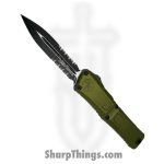 Microtech - 1142-2OD - Combat Troodon Gen III - OTF Auto - M390MK Black D/E P/S - Deep Engraved Aircraft Aluminum - OD Green