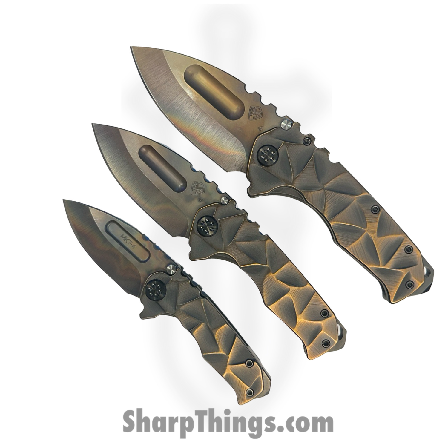 945c2642-aafa-4627-ba5a-2d7878056570_120424D_1.jpg Medford Knife and Tool - 120424D - Knife Set - Folding Knife - S45VN Vulcan Drop Point - "Stained Glass" Titanium - Black Bronze - Image 1
