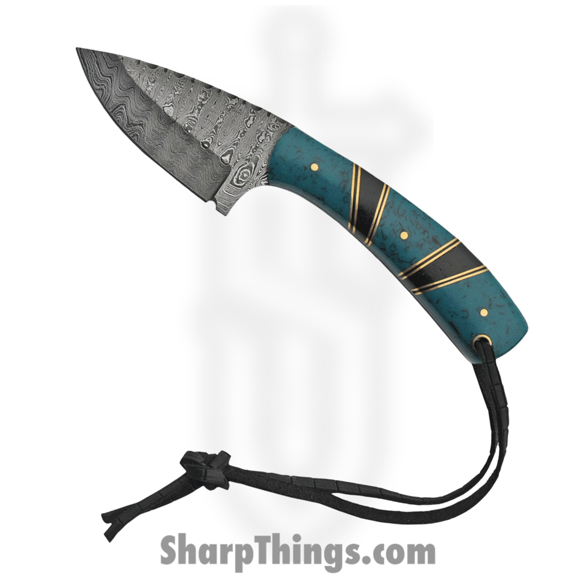 94a64734-4dd7-4806-ae2b-0f9fce19f952_DM1233TR_1.jpg Damascus - DM1233TR - Hunter - Fixed Blade Knife - Damascus Drop Point - Synthetic - Black Blue - Image 1