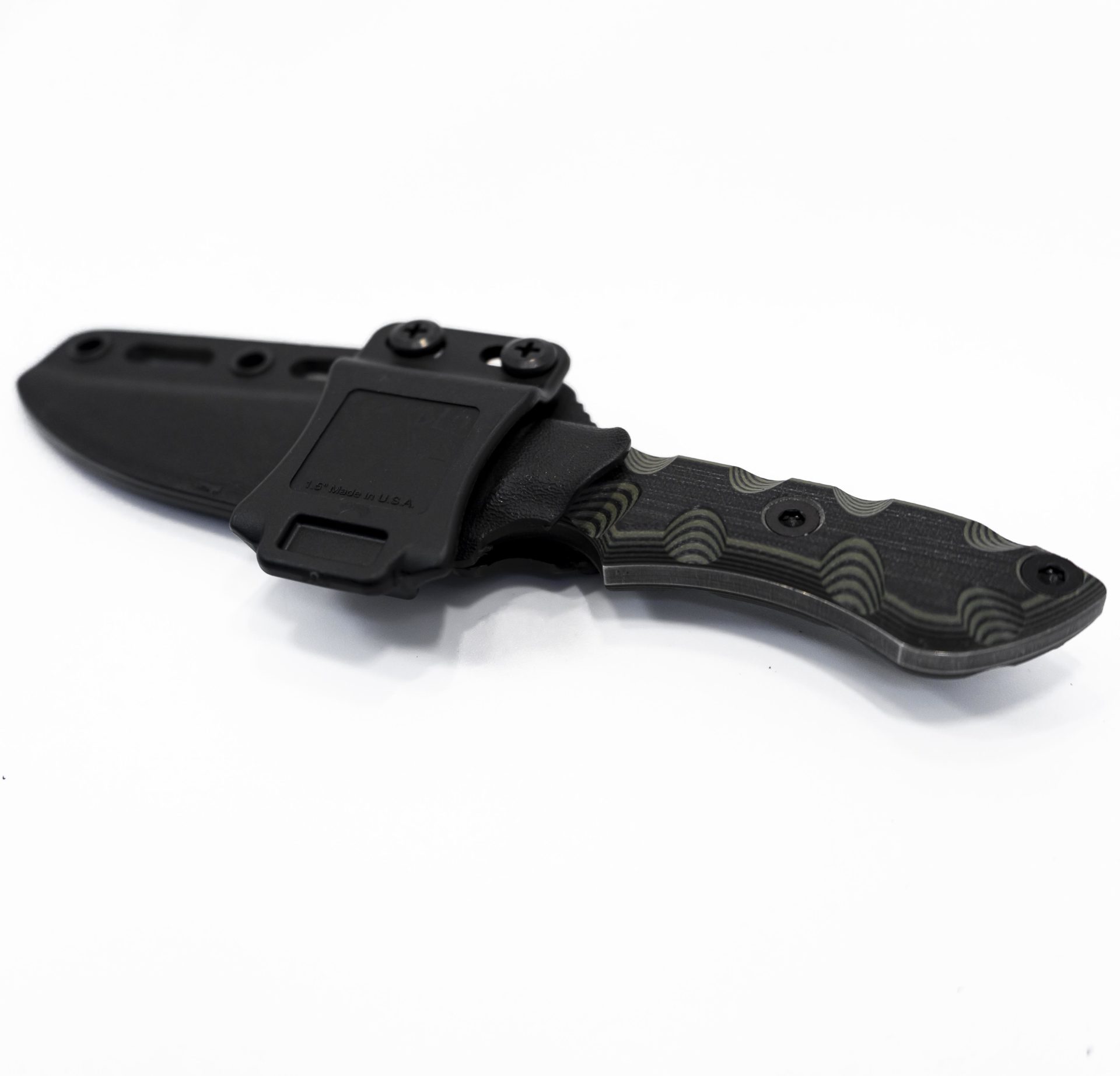 94b2b0b8-9fe7-4f98-b1c1-0ea8c1bb233e_StrikerBDUGG_1.jpg T.Kell Knives - StrikerBDUGG - Striker - Fixed Blade Knife - 1095 Nickle Boron Coated Clip Point - G10 - BDU Premium Grenade Grip - Image 1