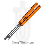 Squid Industries - 04TR04CK01OR - Mako V4.5 Inked Bottle Opener Balisong Trainer - 304 Stainless 6061-T6 - Orange and Black