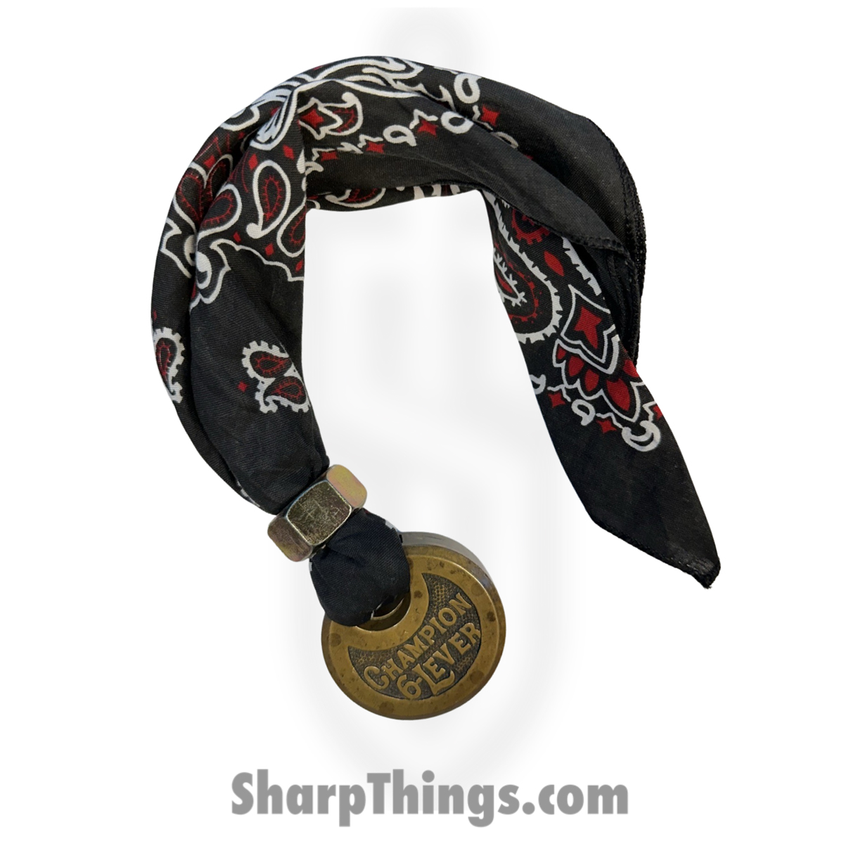 95422858-29e4-4212-95a8-ebf6b8be4c48_fhf-bk-champ_1.jpg Full Heart Forge - FHF-BK-CHAMP - Bandana Keep - Champion Lock - Bandana - Black, Red, White - Image 1