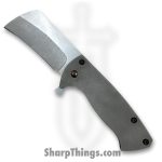 Warhawk Customs - LEV20CF - Leviathan Cleaver - Folding Knife - Stonewashed 154CM Cleaver Blade - CF Clip- Ti Scales - Gray