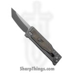 Reate Knives - ExoMinSwTnGR - Mini Exo - Gravity Knife - CPM-3V Stonewashed Tanto - Micarta - Green