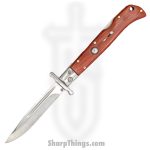 Steel River Knives - SBSG09CPRW - Magnum II 9in Stiletto - Swinguard Lockback Auto - 440 Clip Point - Rosewood