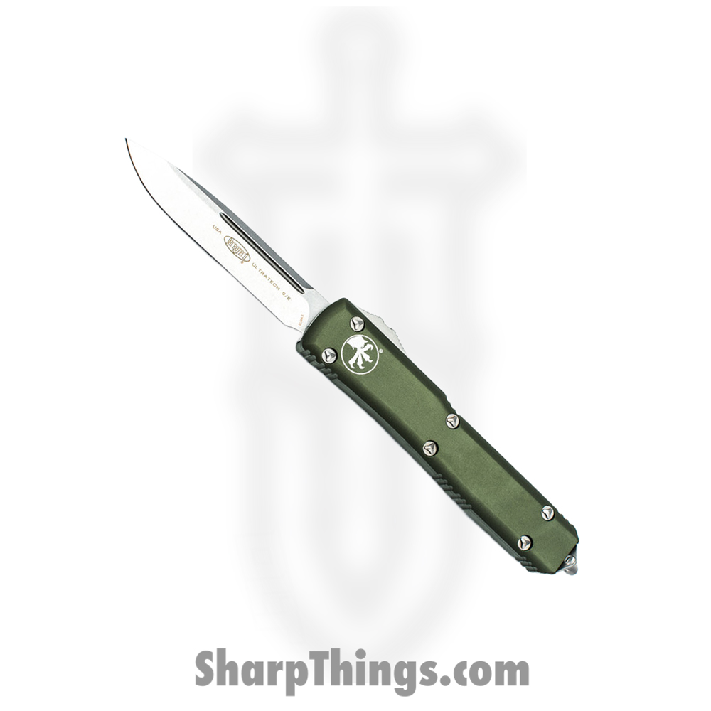 95ce1edf-7913-4042-81eb-9b74839e195c_121-10OD_1.jpg Microtech - 121-10OD - Ultratech - OTF Auto - Elmax, M390, 204P Stonewash Drop Point - 6061-T6 Aluminum - OD Green - Image 1