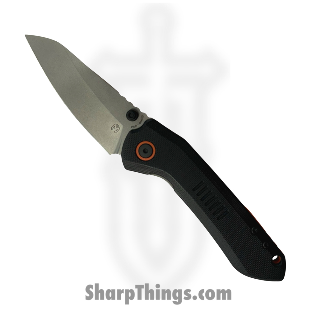 95fff8e2-11f9-4563-a97b-1b444bd10861_OVSWG10BKOR_1.jpg Millit Knives - OVSWG10BKOR - Overland Zirblast - Folding Knife - CPM S35VN Stonewash Reverse Tanto - G10 - Black Orange - Image 1
