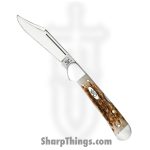 Case Cutlery - CA00133 - Mini CopperLock - Folding Knife - Tru-Sharp™ Stainless Polished Clip Point - Peach Seed Jig Amber Bone - Brown