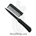 VOC - HK219 - Comb with Hidden Knife - Fixed Blade Knife - Stainless Satin Dagger - Plastic - Black