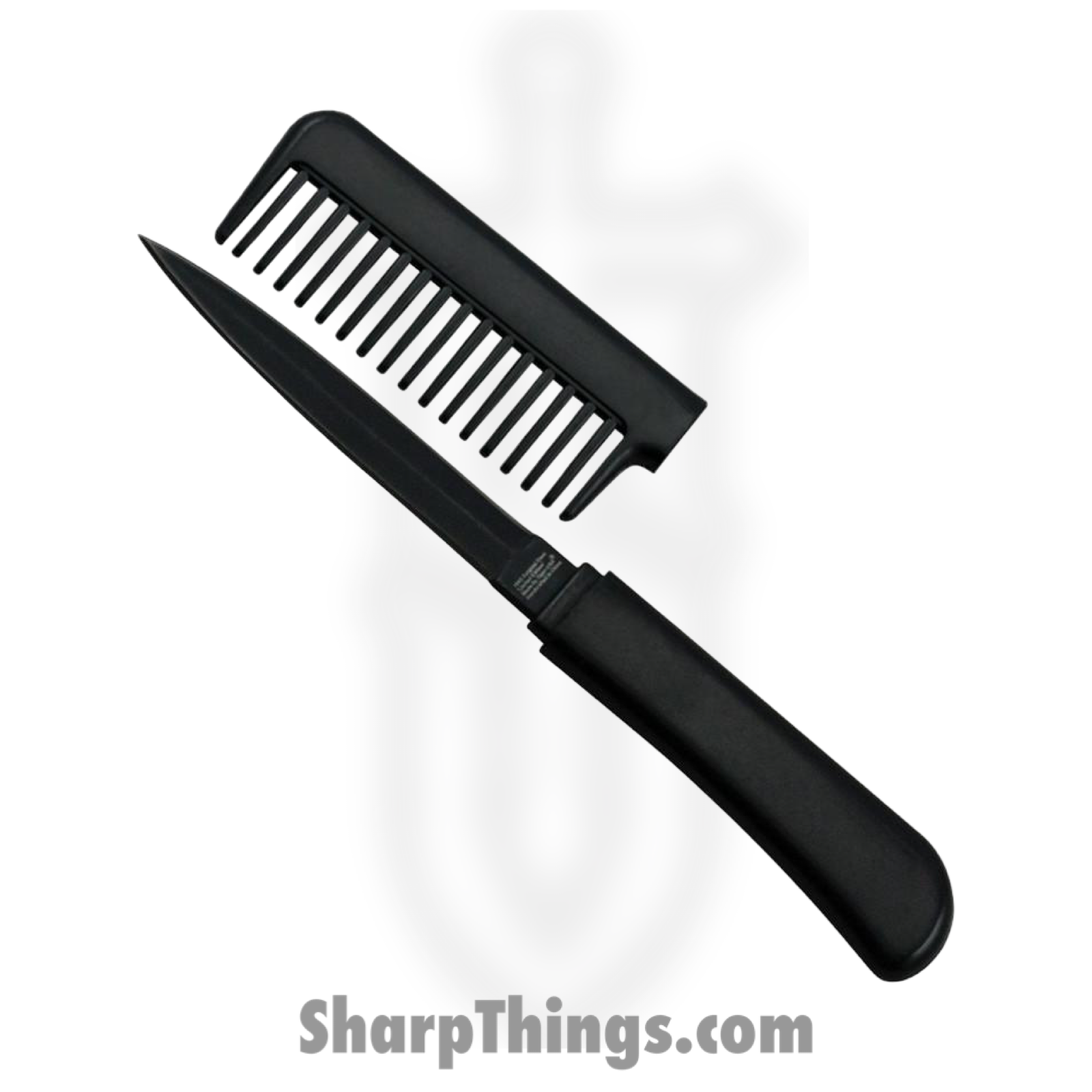9683f364-8a4c-4cc5-8cae-0b34e8713b13_HK219_1.png VOC - HK219 - Comb with Hidden Knife - Fixed Blade Knife - Stainless Satin Dagger - Plastic - Black - Image 1