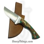 Cave Blades - CaveHunt4 - Hunter - Fixed Blade Knife - 154CM Satin Drop Point - Stabilized Wood - Brown Teal