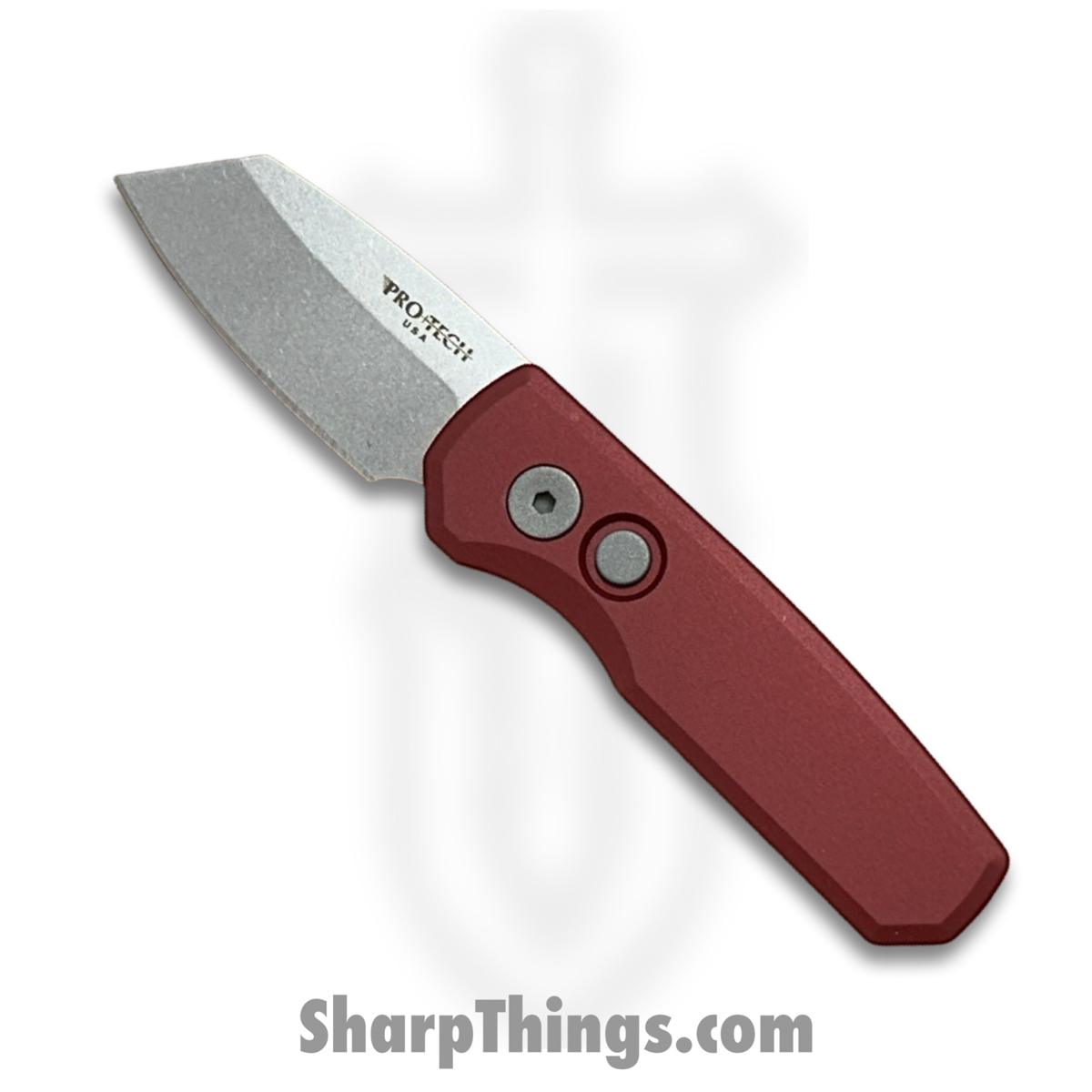 97043c85-20db-4c93-b09b-d582a962cf85_R5401-Red_1.jpg ProTech - R5401-Red - Runt 5 - Automatic Knife - CPM MagnaCut Stonewash Reverse Tanto - 6061-T6 Aluminum - Red - Image 1