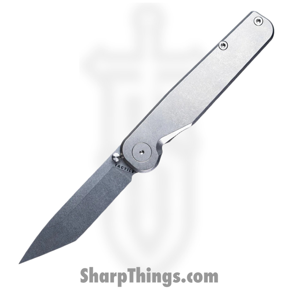 97128477-f97c-4fec-8d4a-3392bd443351_20-RT-MCTN-TTFL_1.jpg Tactile Knife Co. - 20-RT-MCTN-TTFL - Rockwall Thumbstud - Folding Knife - Magnacut Stonewash Tanto - Smooth Titanium - Silver - Image 1