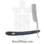 Rough Ryder - RR2327 - Buckshot Bone Straight Razor - Folding Knife - 440A Stainless Steel Satin Razor - Bone - Blue White
