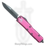 Microtech - 231-10DPK - UTX-85 - OTF Auto - Elmax, M390, 204P Apocalyptic Drop Point - 6061-T6 Aluminum - Distressed Pink