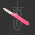 Microtech - 231-10PK - UTX-85 - OTF Auto - M390 Stonewash Drop Point - 6061-T6 Aluminum - Pink