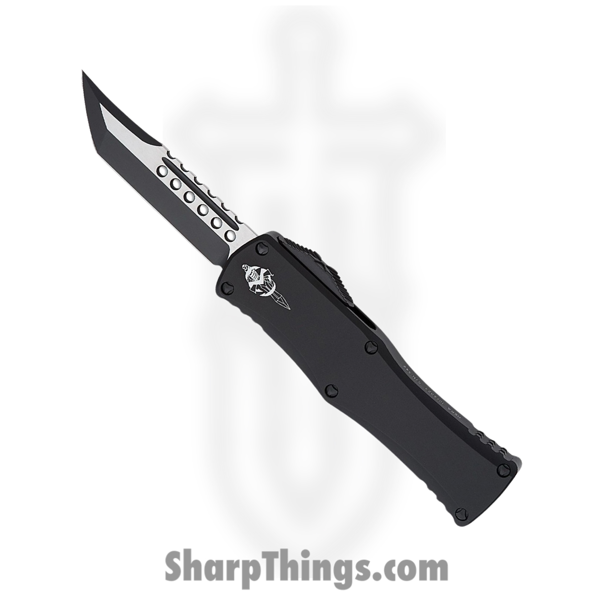 99d3b9ca-aad5-4bbc-84c9-63cb96874677_919-1TS_1.jpg Microtech - 919-1TS - Signature Series Hera Tactical - OTF Auto - Black Hellhound Tanto - 6061-T6 Aluminum - Black - Image 1