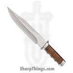Boker Magnum - BOM02MB565 - Giant Bowie - Fixed Blade Knife - 440 SS Satin Clip Point - Stacked Leather - Brown