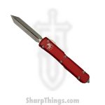 Microtech - 223-10RD - Ultratech - OTF Auto - Elmax, M390, 204P Stonewash Spartan - 6061-T6 Aluminum - Red