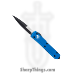 Microtech - 120-1BL - Ultratech - OTF Auto - Elmax, M390, 204P Two Tone Bayonet - 6061-T6 Aluminum - Blue