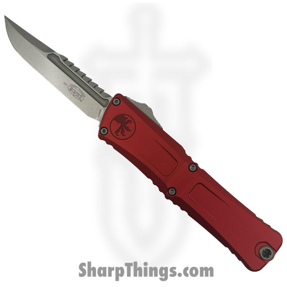 9bd83bb0-e4fd-4ae7-82ef-f489b9ff2319_1217-10RDS_1.jpg Microtech - 1217-10RDS - Combat Troodon Interceptor Gen III Sig Series - OTF Auto - M390MK Stonewash Standard - 6061-T6 - Red - Image 1