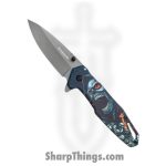 Boker - BOM01MB230 - Screaming Skull - Folding Knife - 440A Gray Drop Point - Stainless Steel - Blue Gray