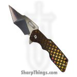 Attention 2 Detail Mercantile - A2DMK1DFRGBW - Mark 1 Medium - Folding Knife - S35VN Satin Batwing - Diagonal Frag Titanium - Bronze