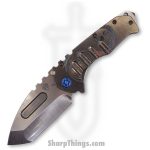 Medford Knife - MK012MTT-01TM-T2T2-BN - Praetorian "T" Tanto Folder - Magnacut Tumbled - "Blue Laurel Leaf"