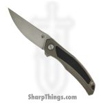 Shirogorov Knives - SHI-URS-QNL-BKG10-MRBS - Ursus Quantum - Folding Knife - Cromax PM Stonewash Upswept - Titanium G10 Inlay - Grey Black