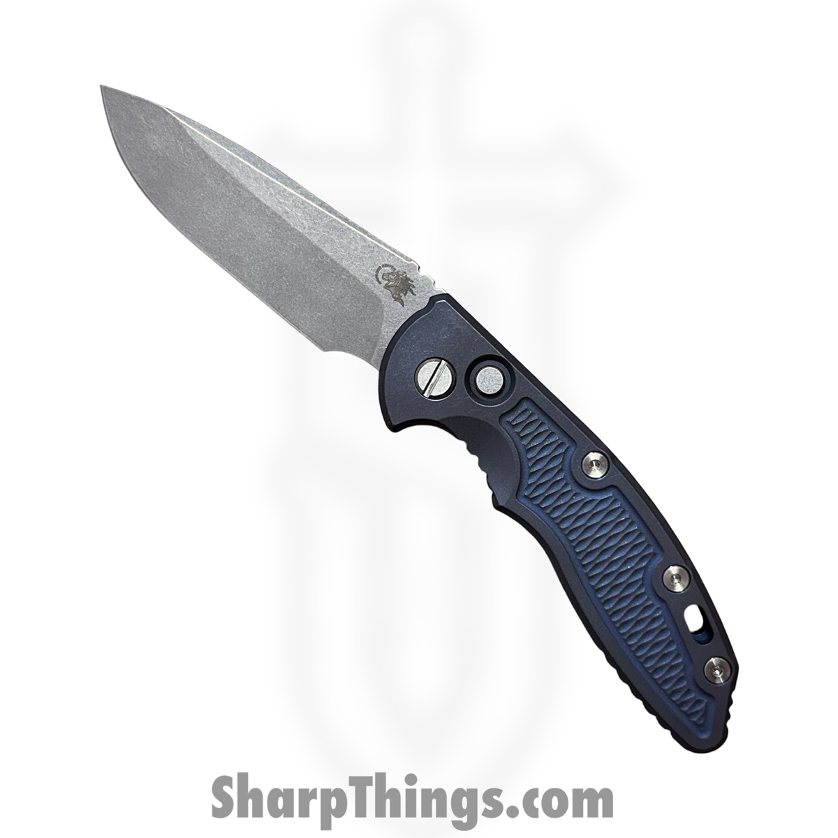 9c895019-8e41-49cd-ae1b-2bcb8851997d_RHK-112624H_1.jpg Hinderer - RHK-112624H - XM-18 - Automatic Knife - 20CV Coated Spear Point - Titanium - Blue - Image 1
