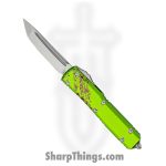 Microtech - 123-10Z - Ultratech Signature Series Zombie Tech - OTF Auto - Elmax, M390, 204P Stonewash Tanto - 6061-T6 Aluminum - Green/Red