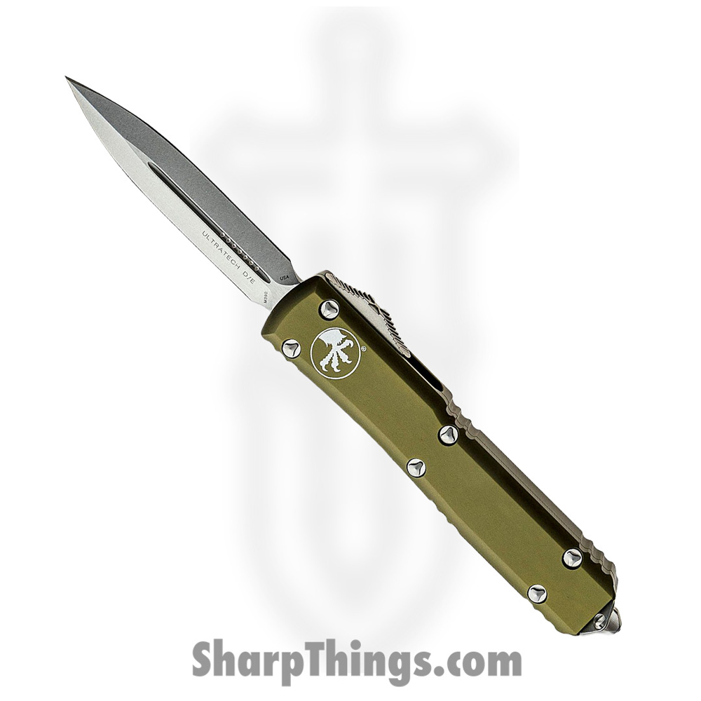 9cd1f76f-fe0d-4aa2-aff4-a2d0b0b09857_122-10OD_1.jpg Microtech - 122-10OD - Ultratech - OTF Auto - Elmax, M390, 204P Stonewash Dagger - 6061-T6 Aluminum - OD Green - Image 1