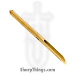 Microtech - 112-1TINS - TAC-P Spike with Glass Breaker - Fixed Blade Knife - 410 SS Coated Spike - Stainless - Gold