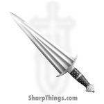 Cold Steel - CS88CDEA - Cinquedea - Fixed Blade Knife - Carbon Steel Polished Dagger - Rosewood - Black Silver