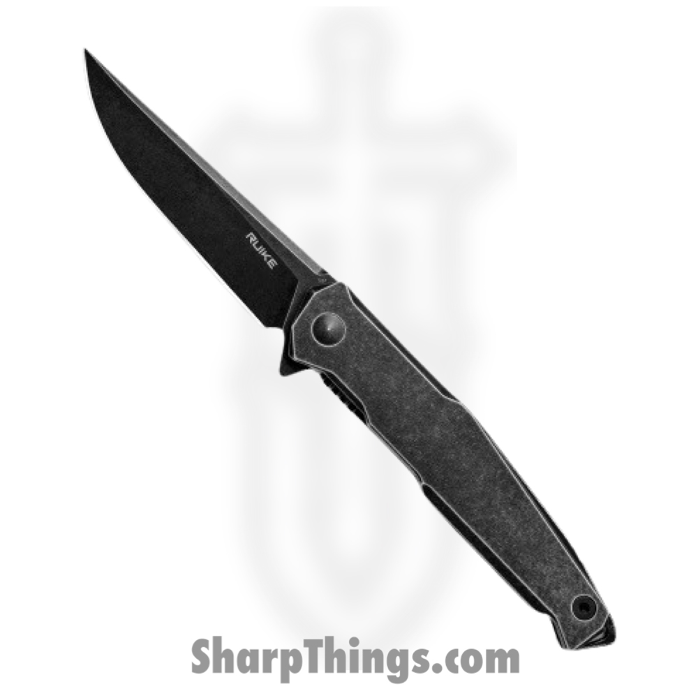 9e95f04e-bf86-46b3-beae-77c68690160f_RKEP108SB_1.jpg Ruike - RKEP108SB - P108 Beta Plus - Folding Knife - 14C28N Stonewash Spear Point - Stainless Steel - Black - Image 1