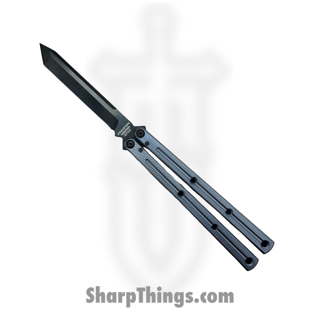 9f10c938-ec57-45c7-8a31-14c3d5e640c7_09TNALDCORGM_1.jpg Squid Industries - 09TNALDCORGM - Krake Raken Tanto V2.5 Inked Balisong Knife - AEB-L 7075 - Gunmetal - Image 1