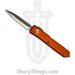 Microtech - 122-12OR - Ultratech - OTF Auto - Elmax, M390, 204P Stonewash Dagger - 6061-T6 Aluminum - Orange