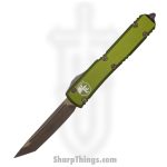 Microtech - 123-13APOD - Ultratech - OTF Auto - Elmax, M390, 204P Apocalyptic Tanto - 6061-T6 Aluminum - OD Green