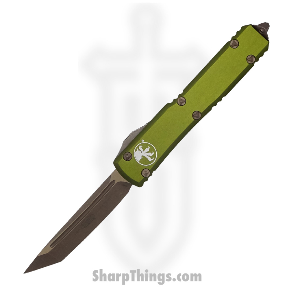9fa76425-16cd-41f9-a104-ad768aebee55_123-13APOD_1.jpg Microtech - 123-13APOD - Ultratech - OTF Auto - Elmax, M390, 204P Apocalyptic Tanto - 6061-T6 Aluminum - OD Green - Image 1
