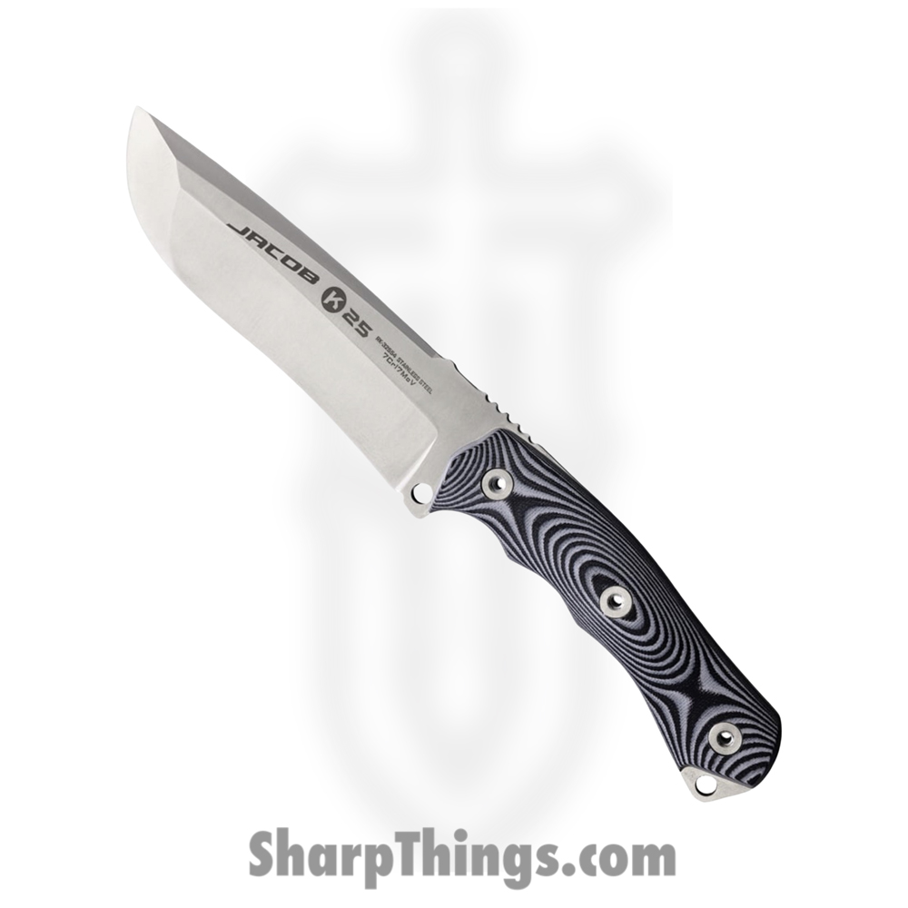 9fc92f10-e9e8-4735-958f-cc6266da8f11_RUI32554_1.jpg K25 Knives - RUI32554 - Jacob Tactical - Fixed Blade Knife - Stainless Satin Drop Point - G10 - Black - Image 1