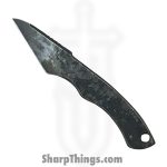 Royalty Rings Co. - 'RRC-Heph-LG - Hephaestus Large - Fixed Blade Knife - Baker Forge Damascus Damascus Kiridashi - Skeletonized - Natural