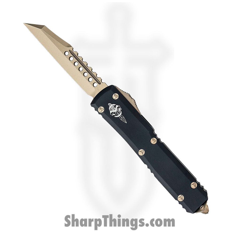 a11f4959-4405-4d82-8f79-5e33b74cf18e_119W-13S_1.jpg Microtech - 119W-13S - Ultratech Signature Series - OTF Auto - Elmax, M390, 204P Bronze Warhound - 6061-T6 Aluminum - Black - Image 1