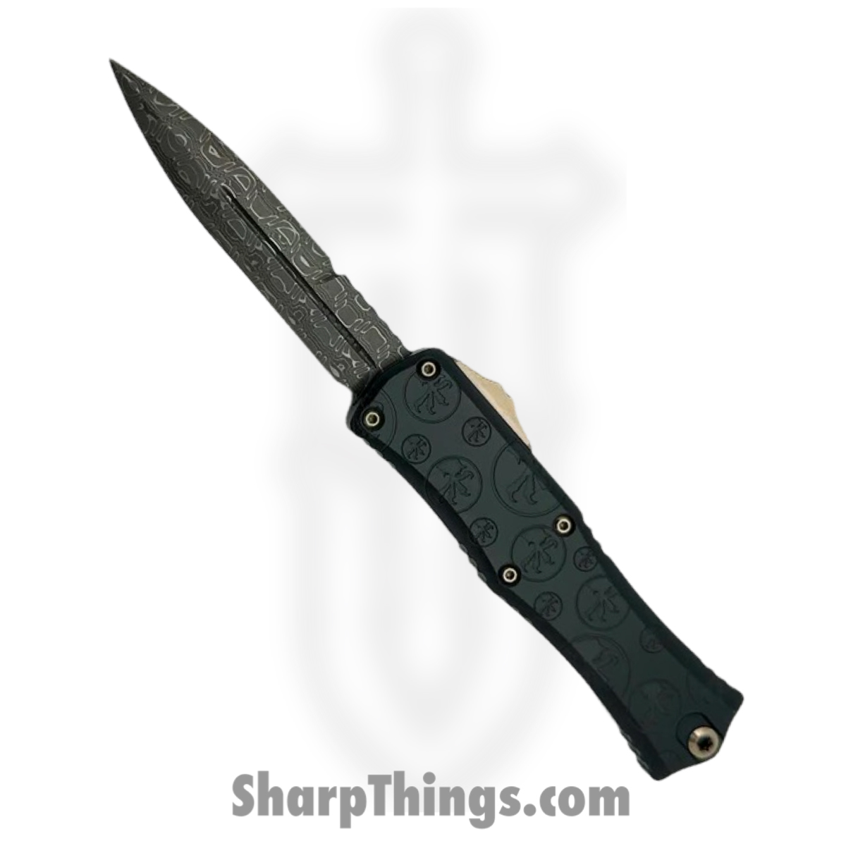 a1484085-706e-4a8e-bbc2-e1b87834555a_1701M-16CBS_1.jpg Microtech - 1701M-16CBS - Mini Hera II Claw Burst Engraved - OTF Auto - Damascus Bayonet - 6061-T6 Aluminum - Black - Image 1