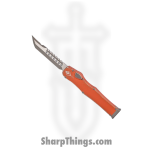 Microtech - 519-10DOR - Halo IV - OTF Auto - Elmax, M390, 204P Apocalyptic Hellhound Tanto - 6061-T6 Aluminum - Distressed Orange